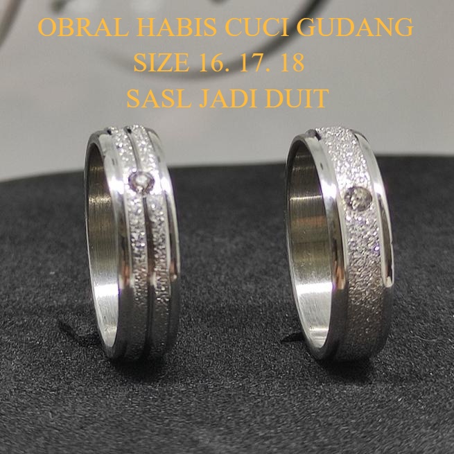 CINCIN TITANIUM PASIR SILVER POLOS DAN GARIS ANTI LUNTUR ANTI KARAT / CINCIN PRIA WANITA ANAK COUPLE TUNANGAN BISA COD