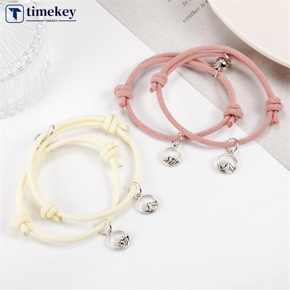 Timekey 1 Pasang Gelang Tali Kepang Magnetik Untuk Pasanganpriawanita A7D9