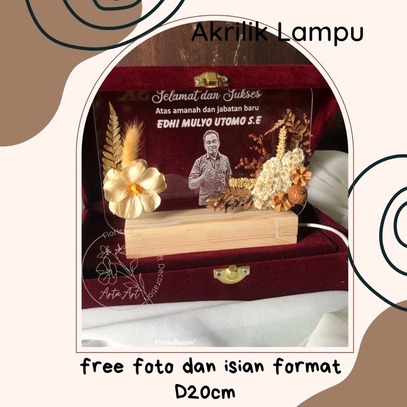 Gift Hadiah AKRILIK LAMPU+Bunga aestetic