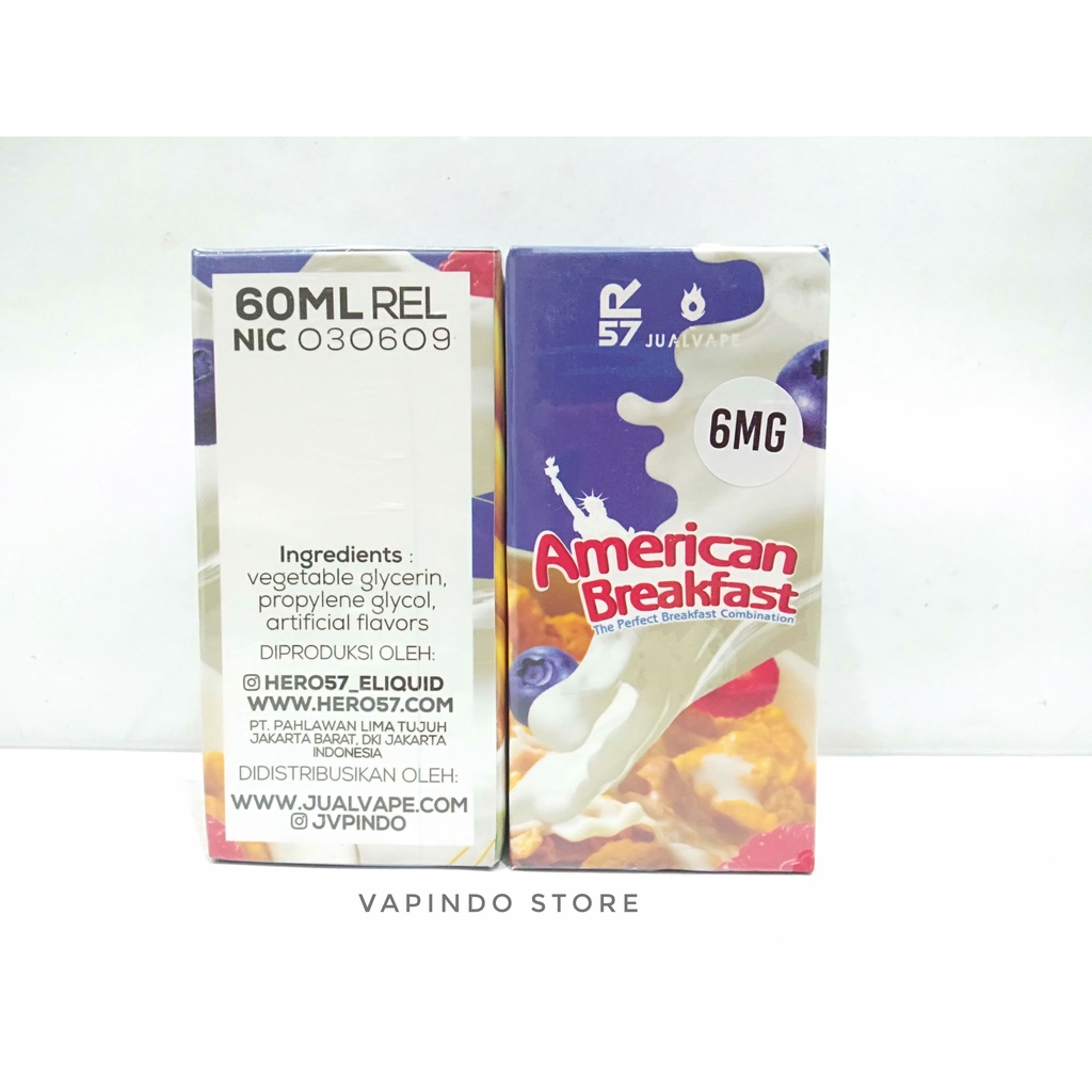 NIC 6MG AMERICAN BREAKFAST V2 60ML CEREAL BERRY OAT MILK BY HERO57