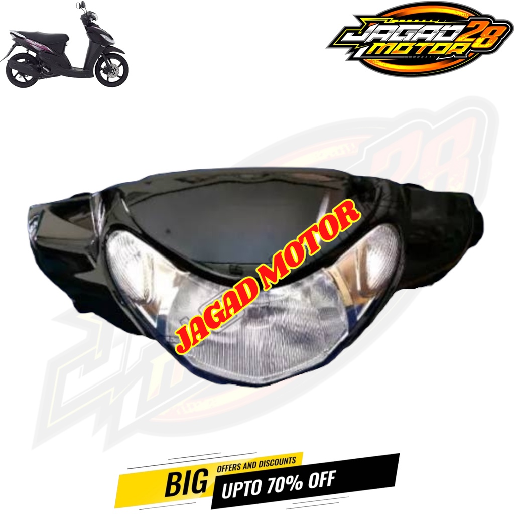 Batok Depan Dan Reflektor Lampu Depan Yamaha Mio Smile Warna Hitam / Batok Kepala Depan Set Lampu Depan Yamaha Mio Smile Warna Hitam / Batok Depan Mio Smile Hitam Set Lampu Depan / Batok Depan Mio Smile Hitam Dan Lampu Reflektor Depan