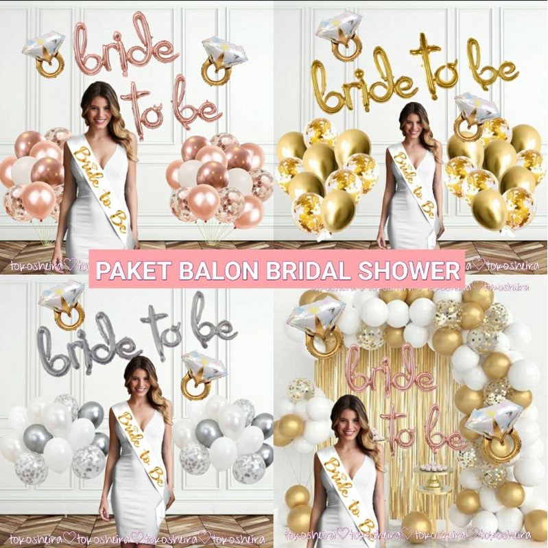 Jual Paket Balon Bride To Be Balon Huruf Sambung Rose Gold Silver Dekorasi Bridal Shower