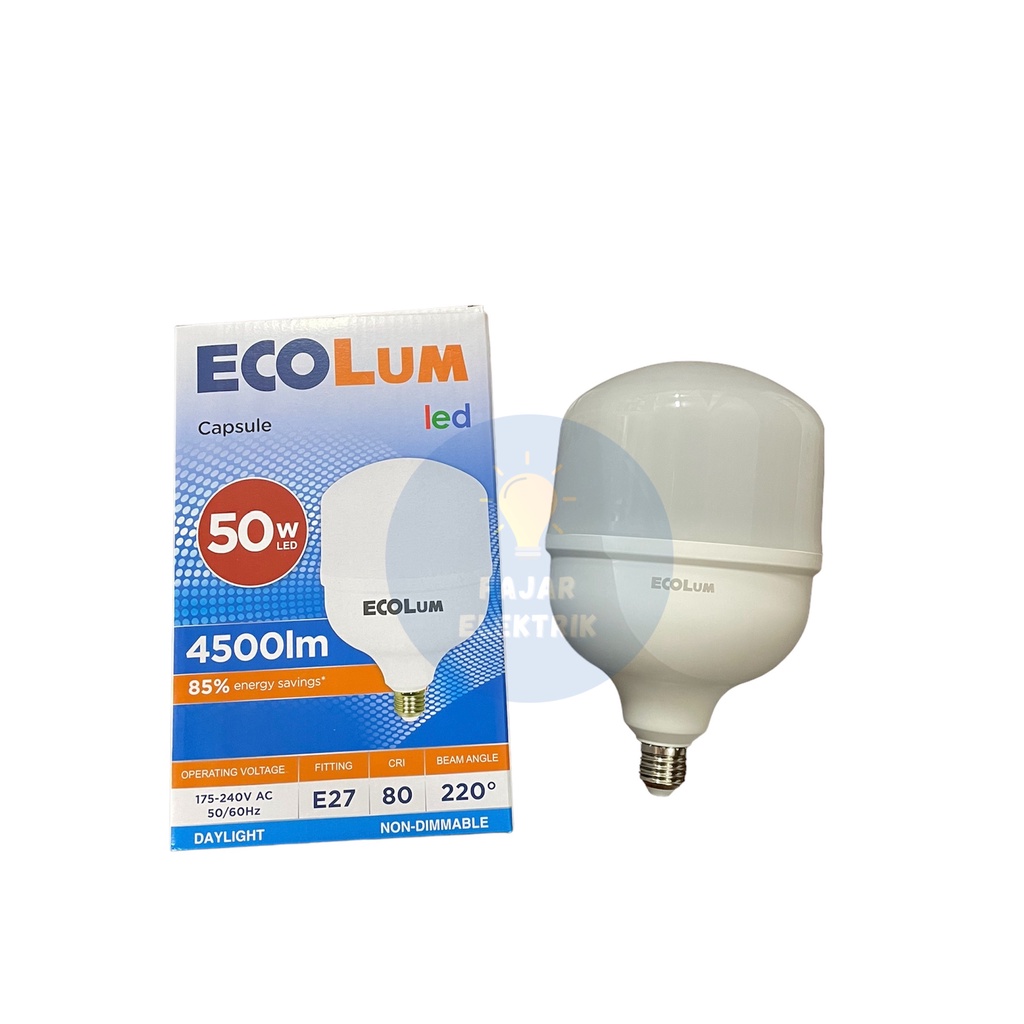 LAMPU LED / BOHLAM LED 50 WATT ECOLUM PUTIH GARANSI 1 TAHUN