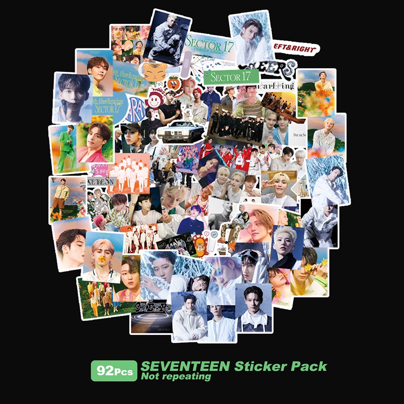 92pcs / set Stiker SEVENTEEN 17 Foto Untuk Diary / Koper