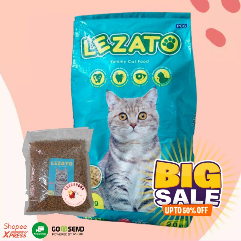 LEZATO 1KG Dry Food Makanan Kucing Repack 1000Gr