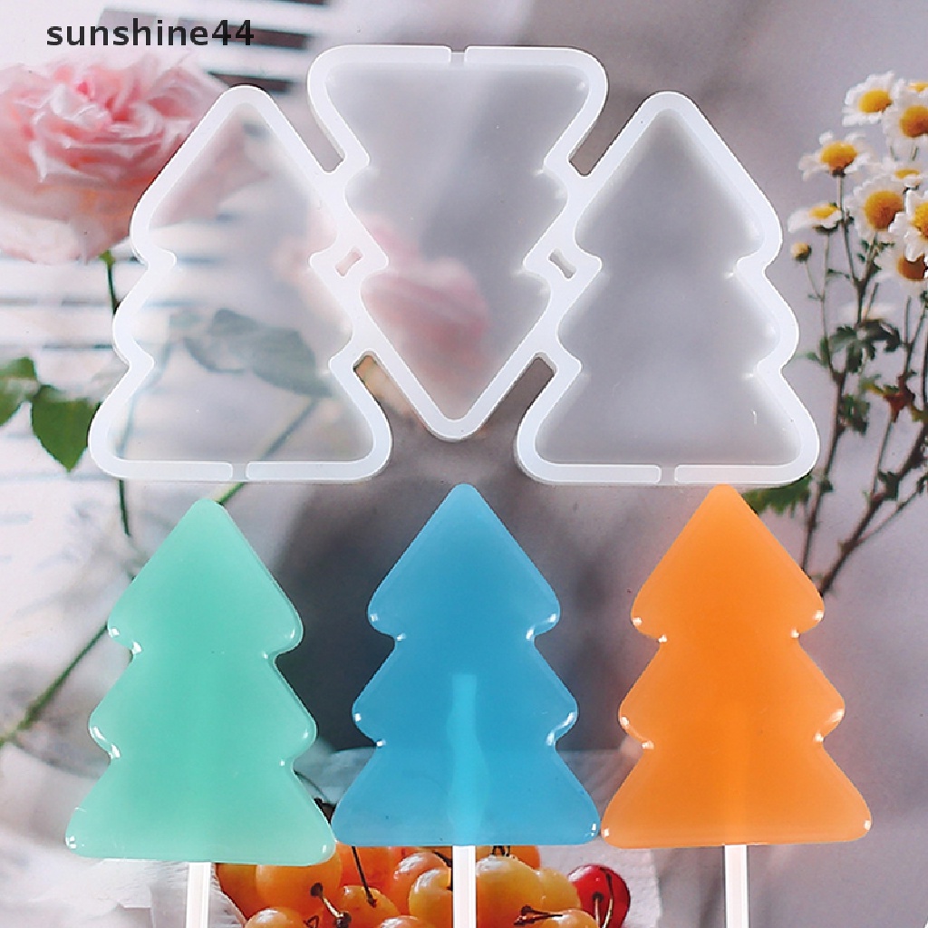 Sunshine Cetakan Permen Lolipop / Gypsum DIY Bentuk Daun Maple / Pohon Natal Bahan Silikon