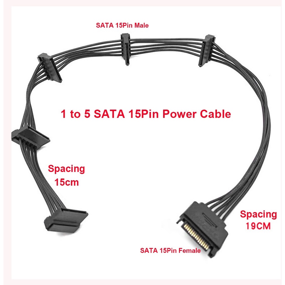 SKU-1294 KABEL SATA 15 PIN 1 TO 5 POWER SATA TO 5 SATA HDD SSD 1 KE 5