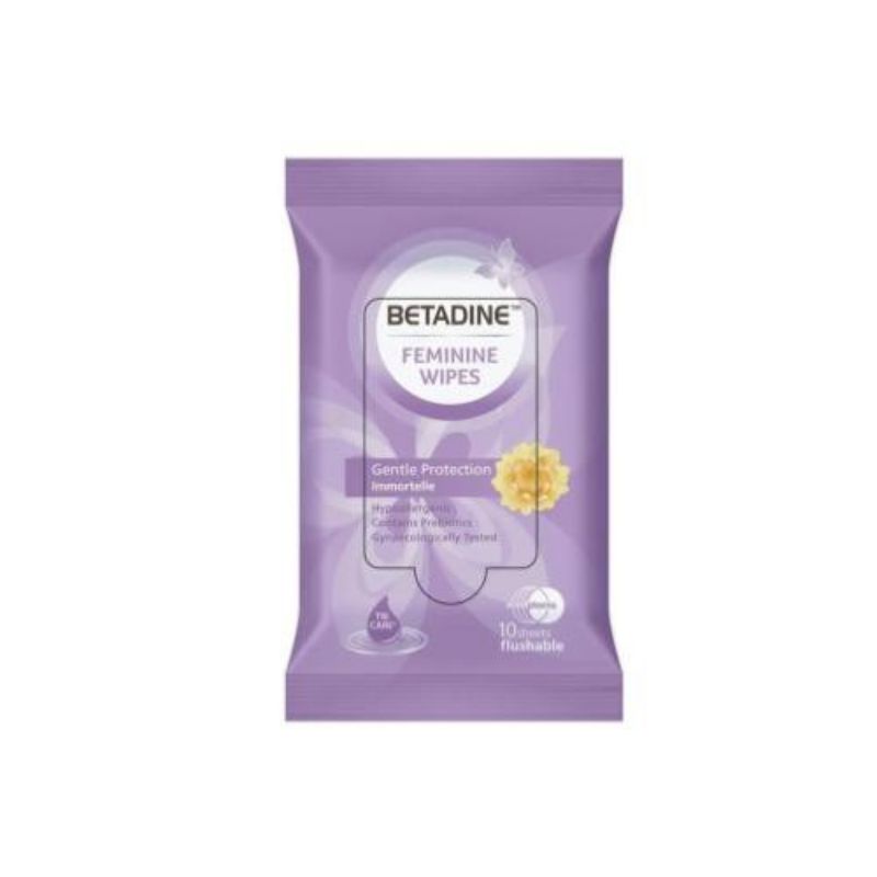 Betadine Feminine Wipes Gentle Protection Immortelle 10s