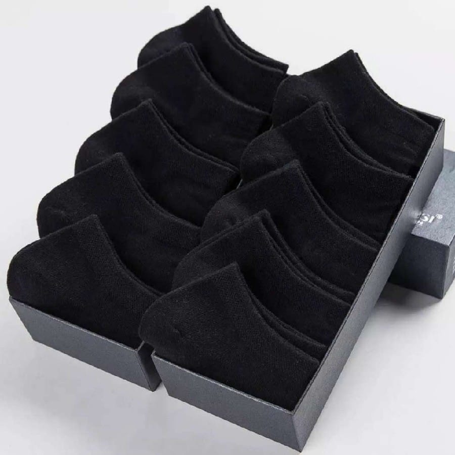 12 PIASANG KAOS KAKI PENDEK HITAM POLOS PRIA WANITA DEWASA