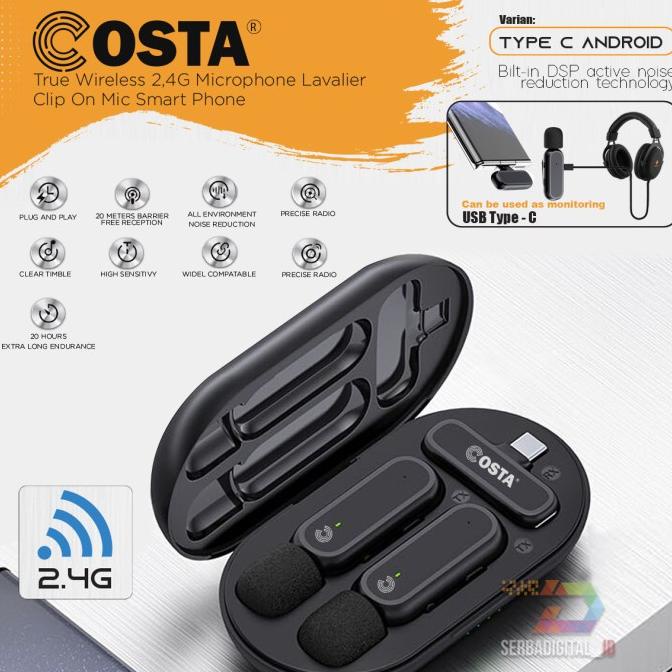 COSTA True Dual TX Wireless Mic Super Lavalier Clip On Smart Phone
