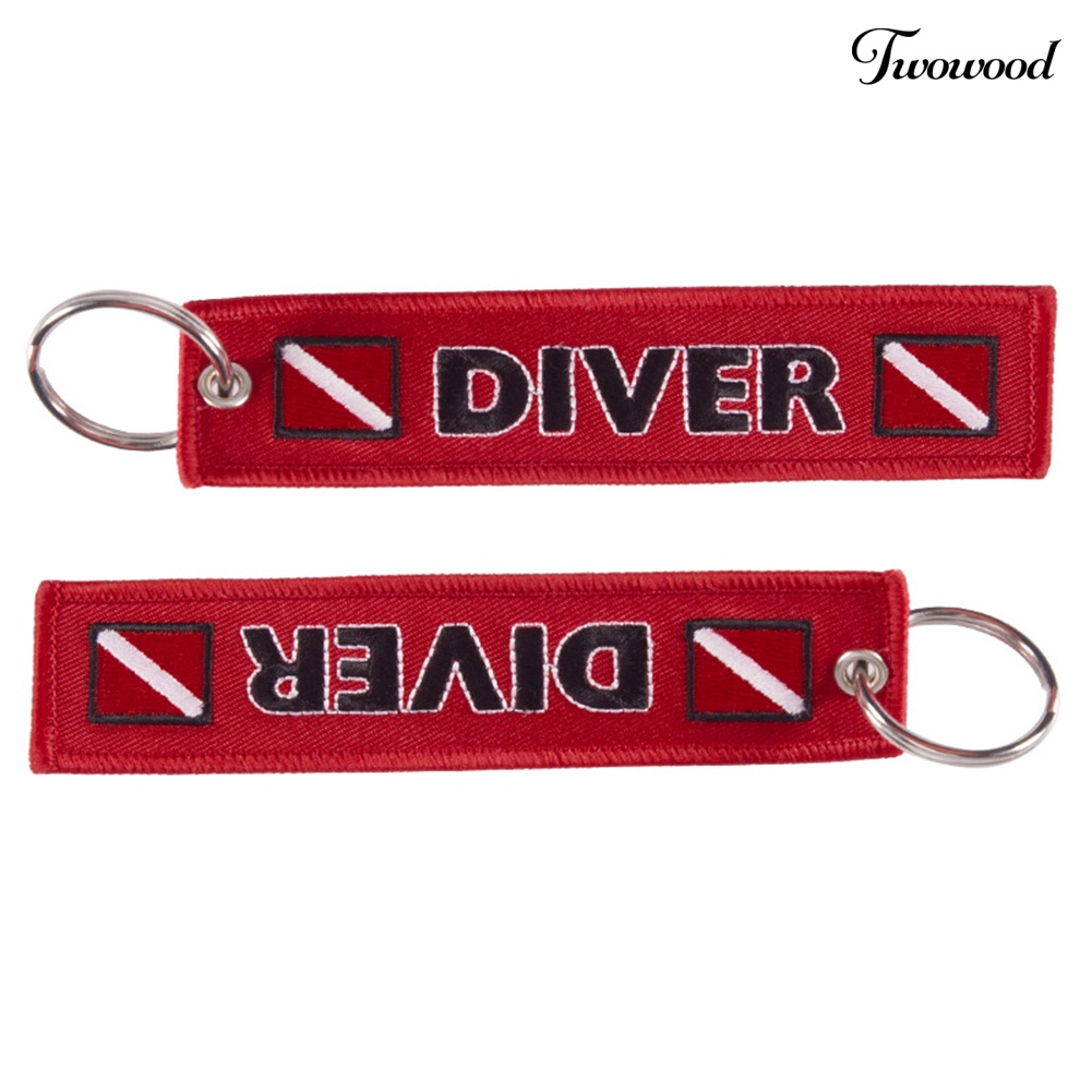 Twowood Gantungan Kunci Motif Tulisan CAUTION DIVER