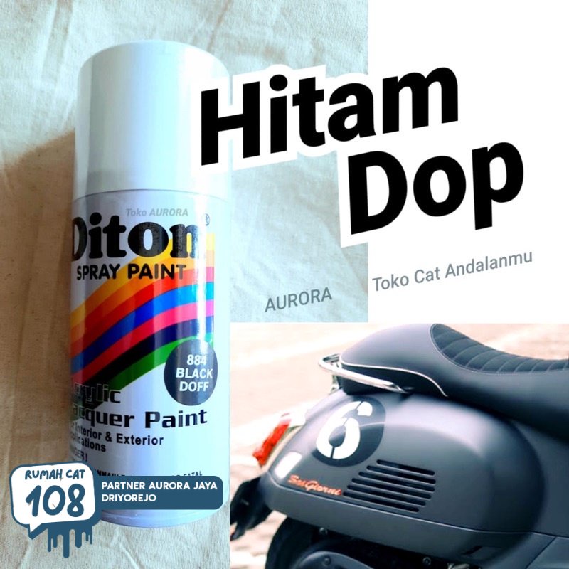 

Rumah Cat - Pilox Diton Black Doff 884 Hitam Dof Dop Flat Cat Pilok Tahan Bensin 300ml | Rumah Cat Mobil dan Motol