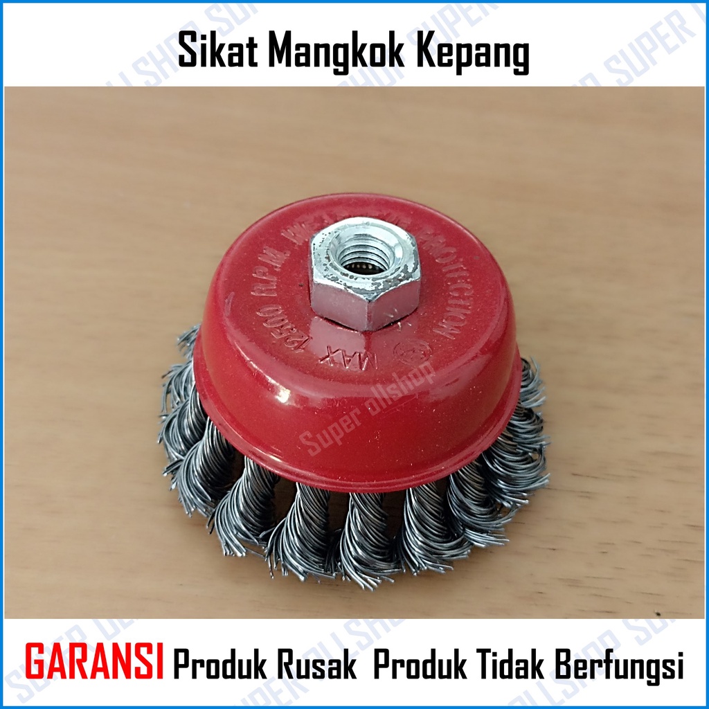 Sikat Mangkok Baja / Sikat Kawat Gerinda Mangkok Murah / Polishing Wheel Kuncir Kepang 3” Inch Termurah