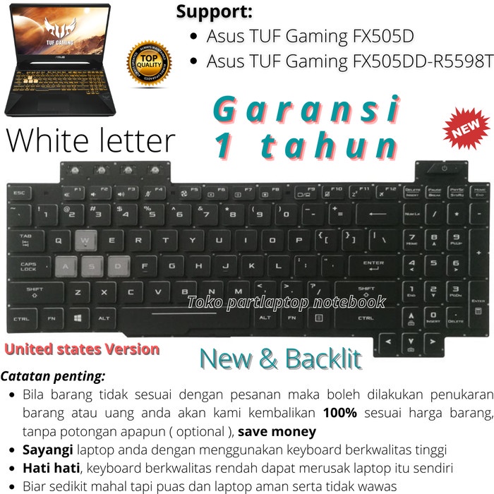 Keyboard Asus TUF Gaming FX505D FX505DD new high quality
