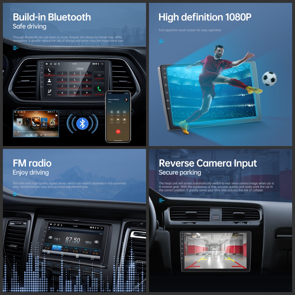 GEARELEC Car Radio Mobil Navigasi 4G + 32G Android12 Head Unit with 25 tema car radio 7/9/10 Inci IPS Lapisan Layar Sentuh  Dukungan WiFi/GPS/youtube Image 4