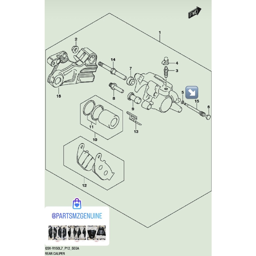 BAUT BAUD PIN PEN KALIPER CALIPER BELAKANG GSX 150 R S BANDIT 150 ASLI ORI SGP TERLARIS 69345-20G00-