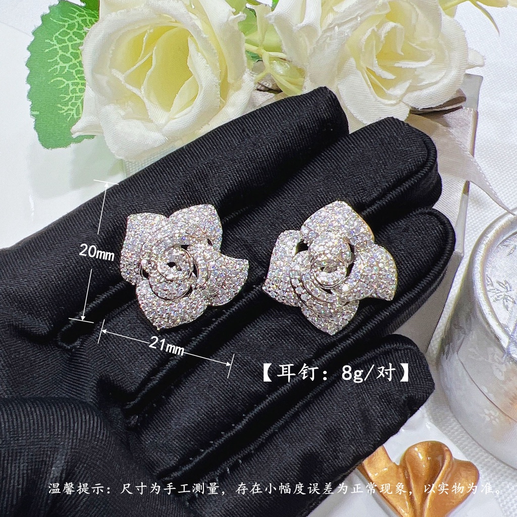 Goldkingdom Fashion Perhiasan Emas Asli Kadar 375 Bangkok Aksesoris Ready Stock Mawar Anting Liontin Kalung Camelia Hias Zirkon Berlian Mewah Wanita Gilt Sterling Silver
