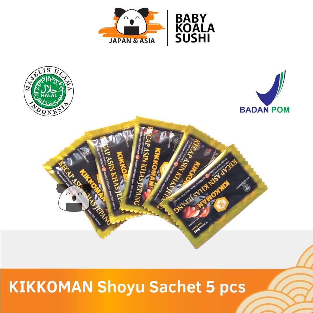 (EXP 09/2023 KIKKOMAN Shoyu Sachet 5 pcs | Kecap Asin Jepang Halal 5 ml