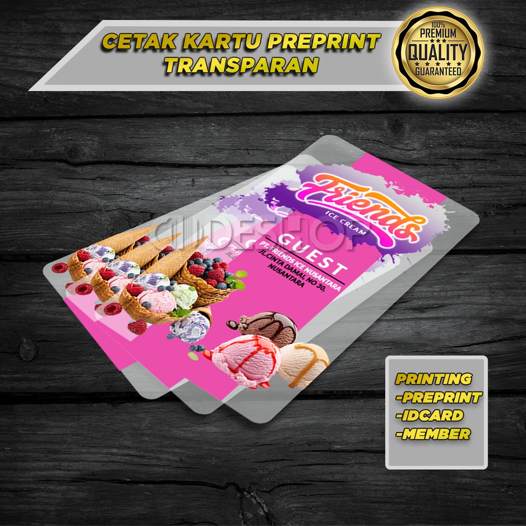 

Sample Kartu Preprinted Transparant Custom PVC Premium