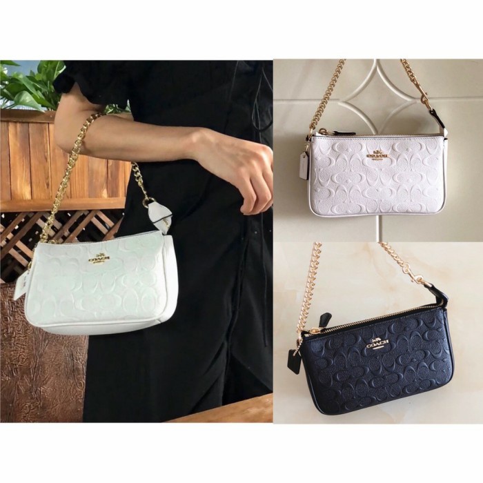 Coach Top Handel Embossed Leather Wristlet