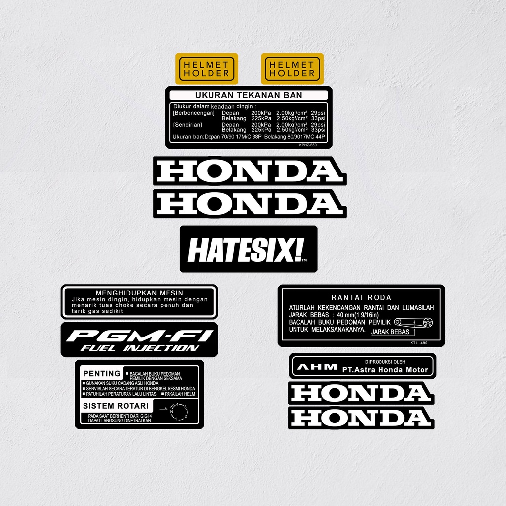 Stiker Decal Honda supra x 125 kharisma blade 125 KPH Hatesix