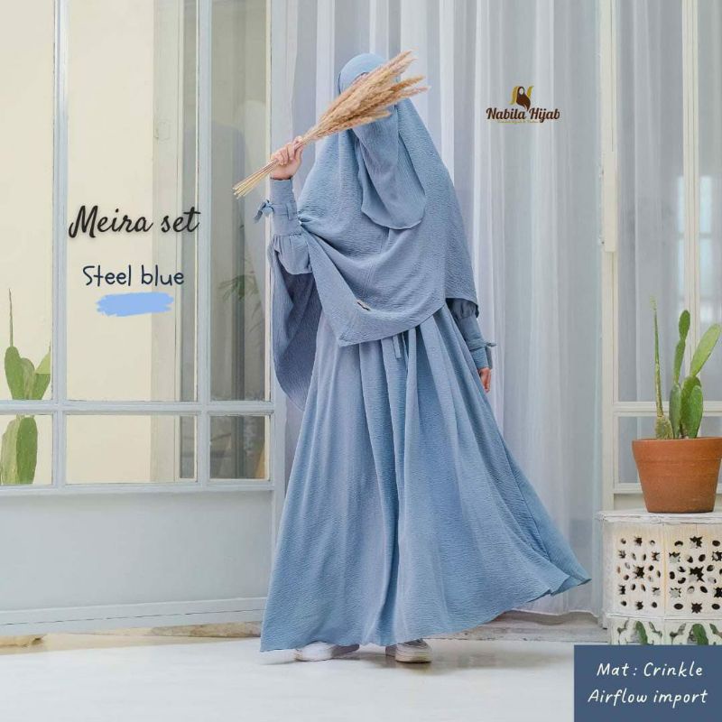 [READY]MEIRA GAMIS SET by NABILA HIJAB | KHIMAR SOFT PED OR NON PED | GAMIS CRINKLE AIRFLOW IMPORT |