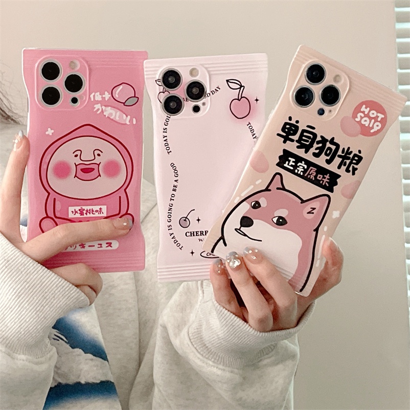 Casing Compatible for iPhone 14 13 12 11 Pro Max iPhone 8 7 6 6s Plus X Xs Max XR  SE 2020 Creative candy bag design Protective Shell Candy Solid Color Lens Protection Phone Case Anti-fall Protective Back Cover