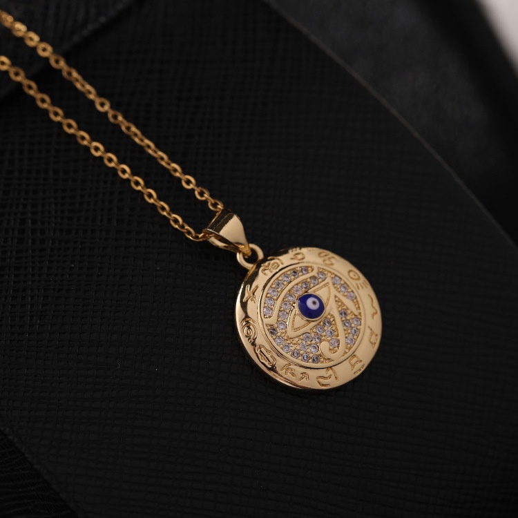 Kalung Rantai Klavikula Desain Mata Bahan Zirkon Gaya hip hop Eropa Dan Amerika