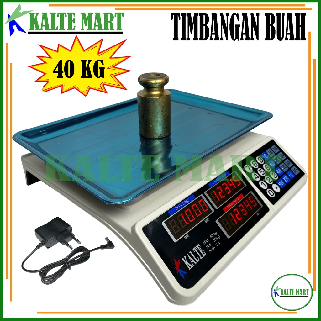 KALTE Timbangan Buah Double Display 40kg, 30kg Digital Computing Scale Double Display 40kg 30kg / Timbangan Buah, Timbangan Sayuran, Timbangan Kue / Timbangan Laundry 40kg 30kg