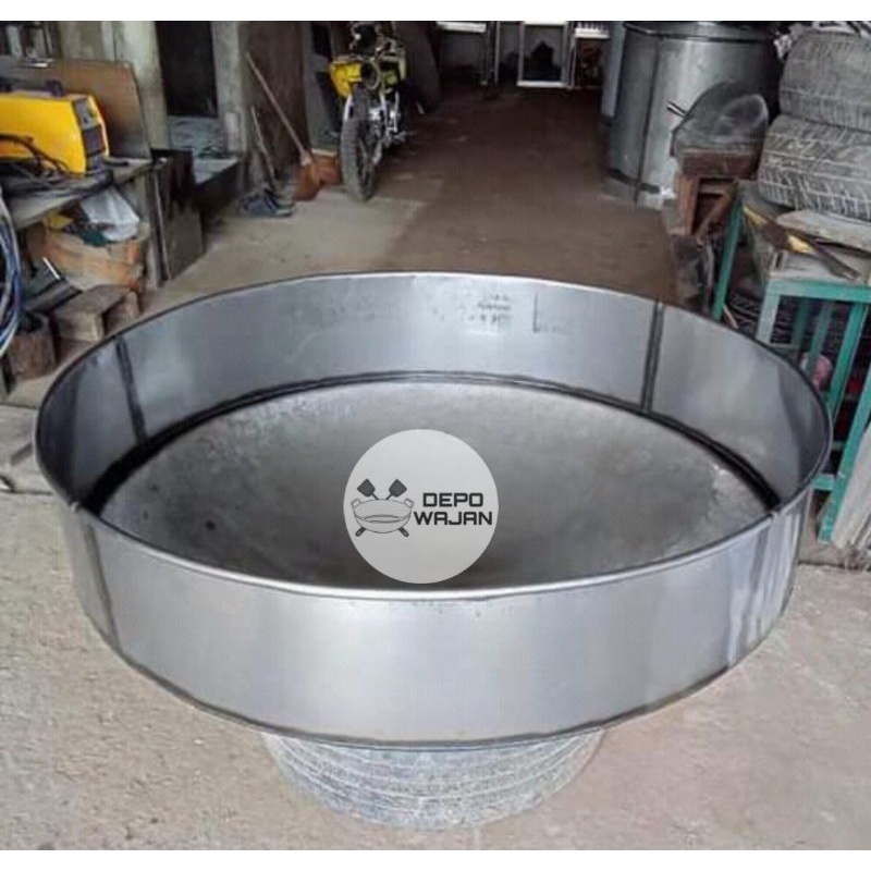 wajan penggorengan jumbo | wajan stainless 100 cm | katel stainless sambung