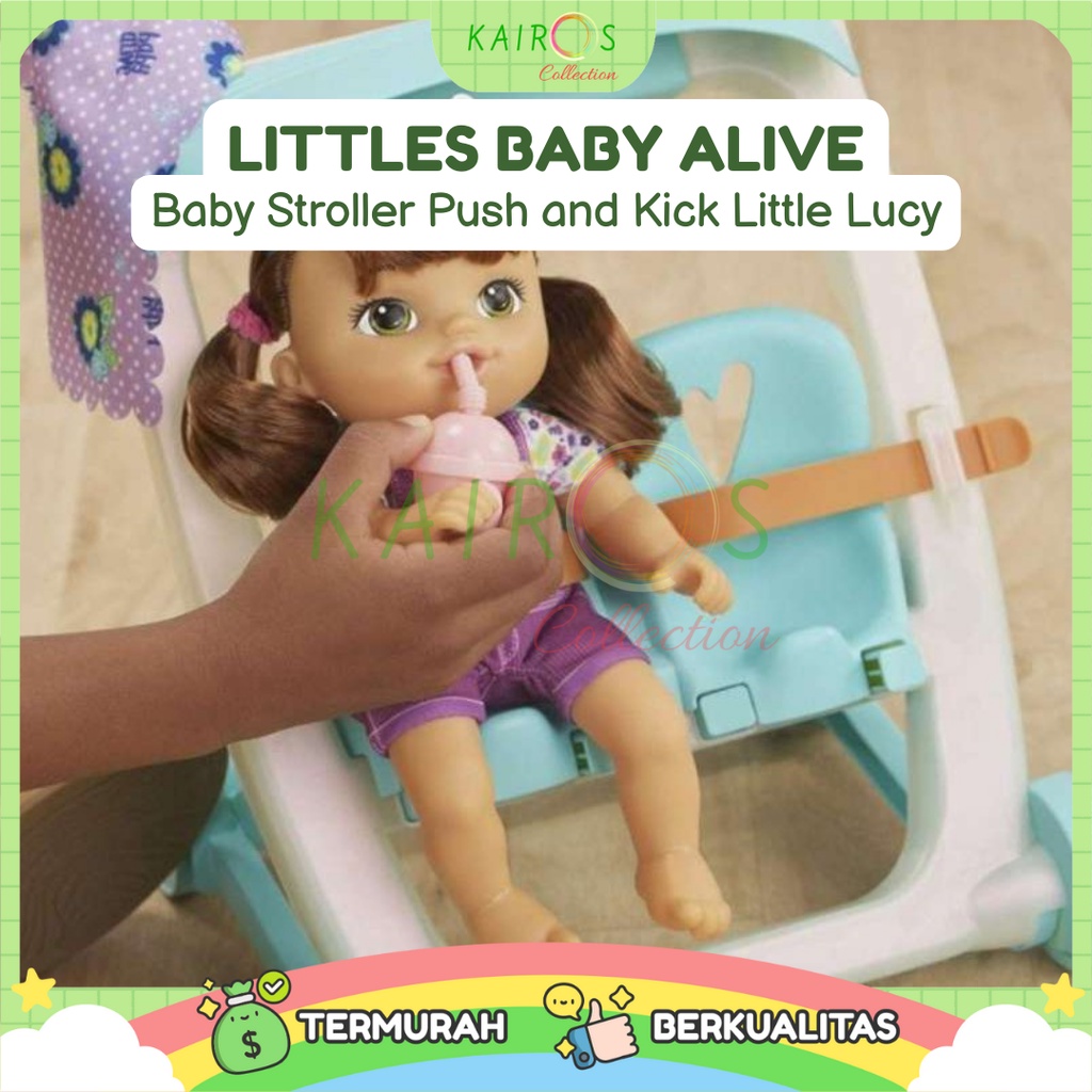 Baby Alive Littles Push &amp; Kick Stroller Little Lucy Brown Hair