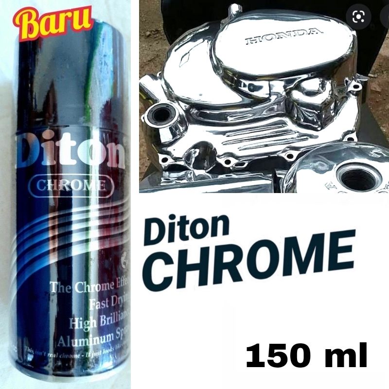 Cat Pilok Diton Chrome 150ml KECIL Krom Kaca Crom Pilox Mengkilap Body Velg Mobil Sepeda Motor