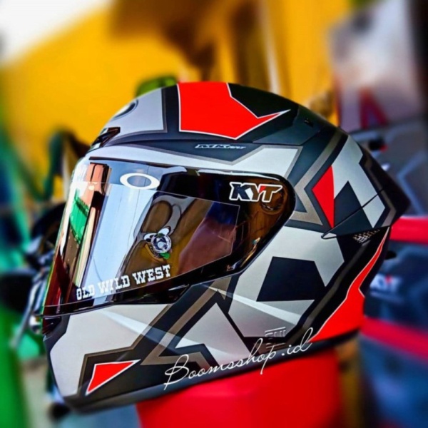 Promo limited stock Helm KYT TT Course Electron Matt black Red Fluo Paket g Murah