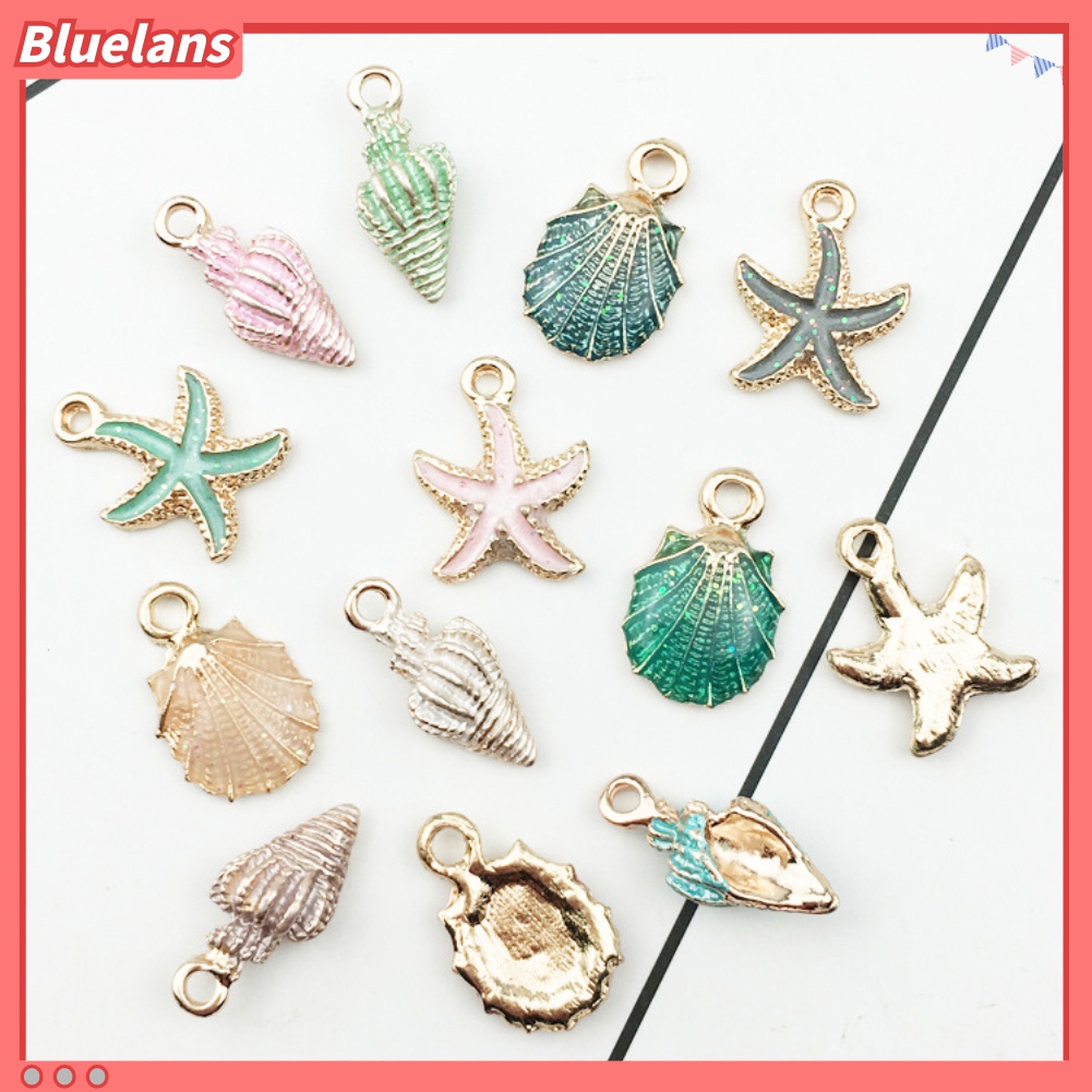 15pcs / Set Liontin Kalung Gelang Bentuk Bintang Laut Keong Kerang Untuk Aksesoris Perhiasan Unisex