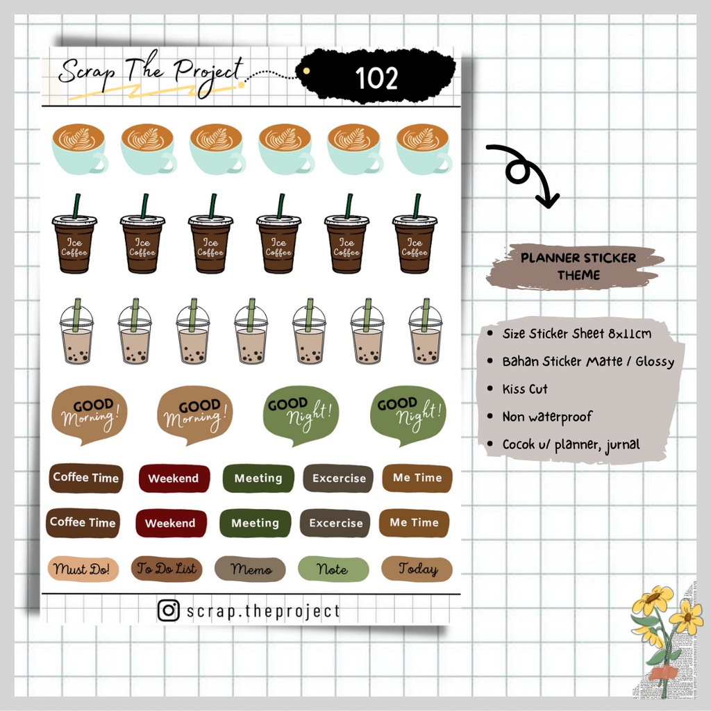 

STICKER PLANNER JOURNAL / COFFEE DRINKS STICKER / STP - 102