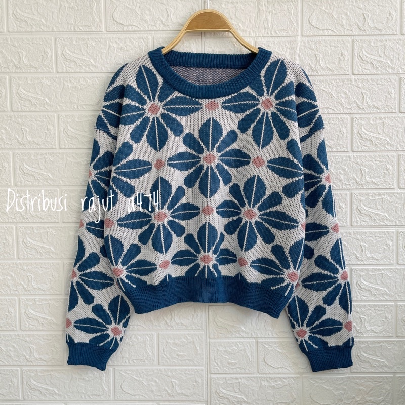 Sweater Rajut Bunga Wanita - Premium Cardigan - Cardigan Urban Flower Miya