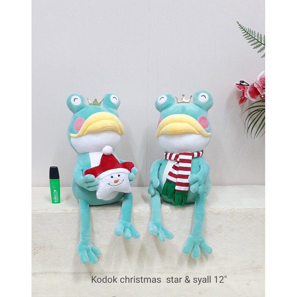 Boneka Kodok Overall 72cm/17&quot;/boneka Frog/boneka animal/boneka kado ultah/boneka lucu/Kodok Syall/Kodok Natal/Boneka Natal