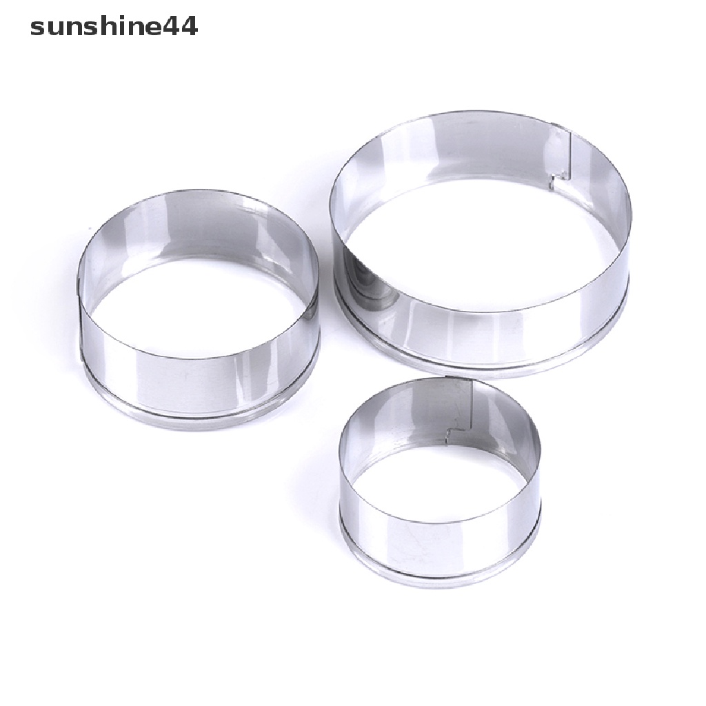 Sunshine 3pcs / set Cetakan Pemotong Biskuit / Kue Bentuk Bulat Bahan stainless steel