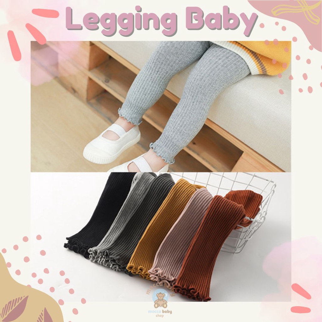MBSS -  LEGGING CURLY Legging buka kaki bayi / anak import motif truffle warna polos