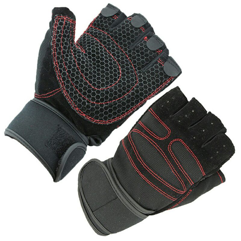 Sarung Tangan Motor Half Finger Gym Size L Black Red