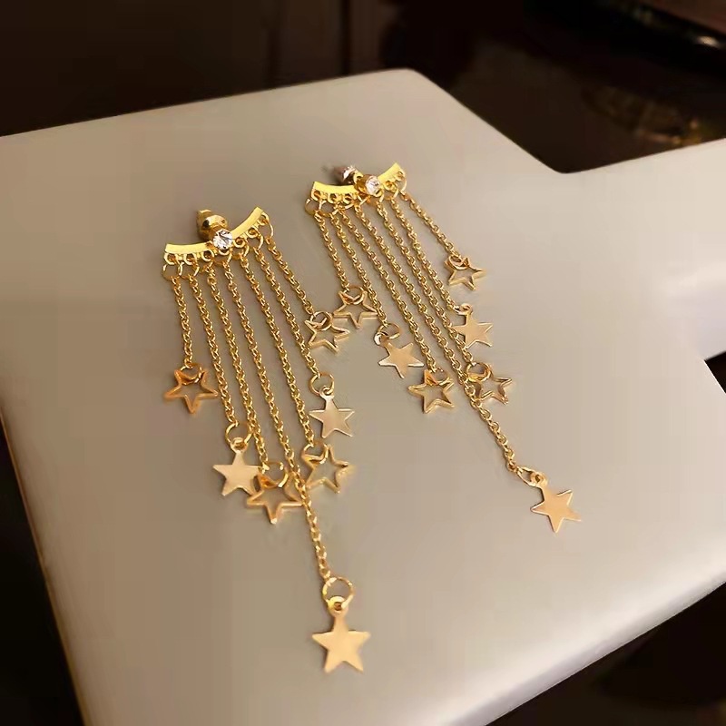 Anting Rumbai Panjang Bentuk Bintang