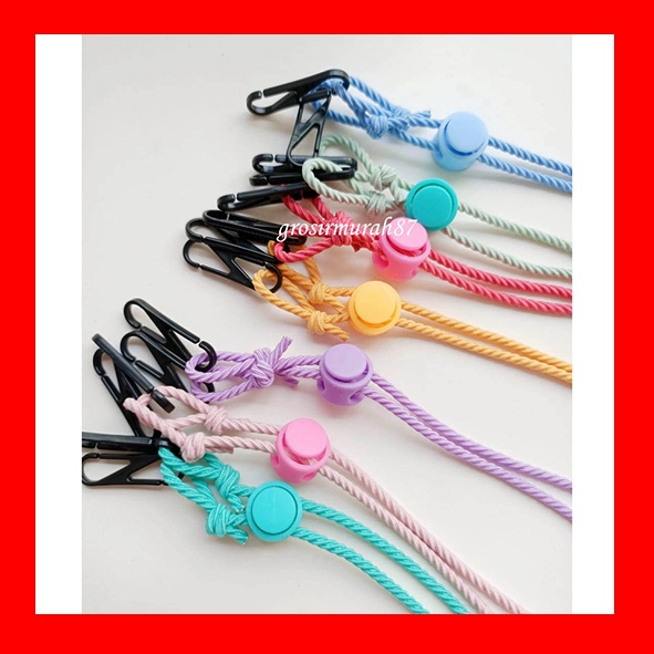 Tali masker anak dewasa 2 in 1 polos lanyard kalung masker elastis ready murah banyak warna