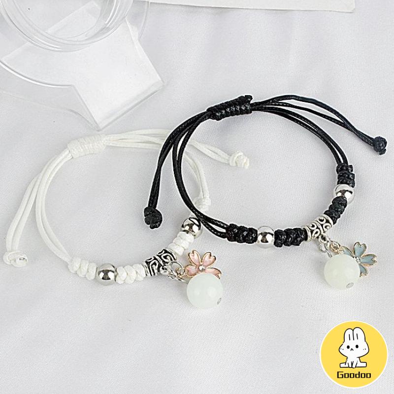 2 Pcs Fashion Bercahaya Gelang Anyaman Dapat Disesuaikan Wanita Pria Pasangan Gelang Perhiasan Aksesoris -Doo