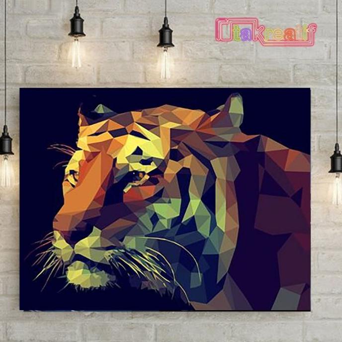 

Painting By Numbers Canvas DIY - Geometric Tiger - 50 x 40 CM