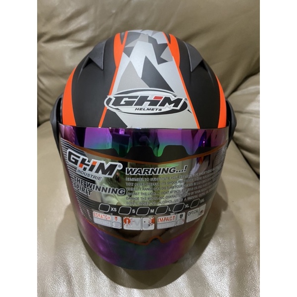 Helm Dewasa GHM Vista Armor Hitam Orange SNI Terlaris