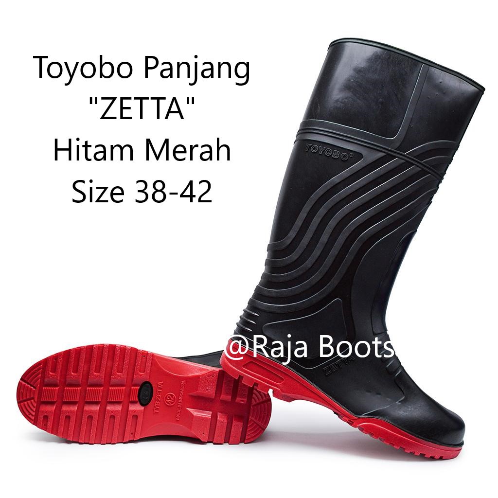 Sepatu Boot Termurah Toyobo ZETTA Panjang Hitam Merah