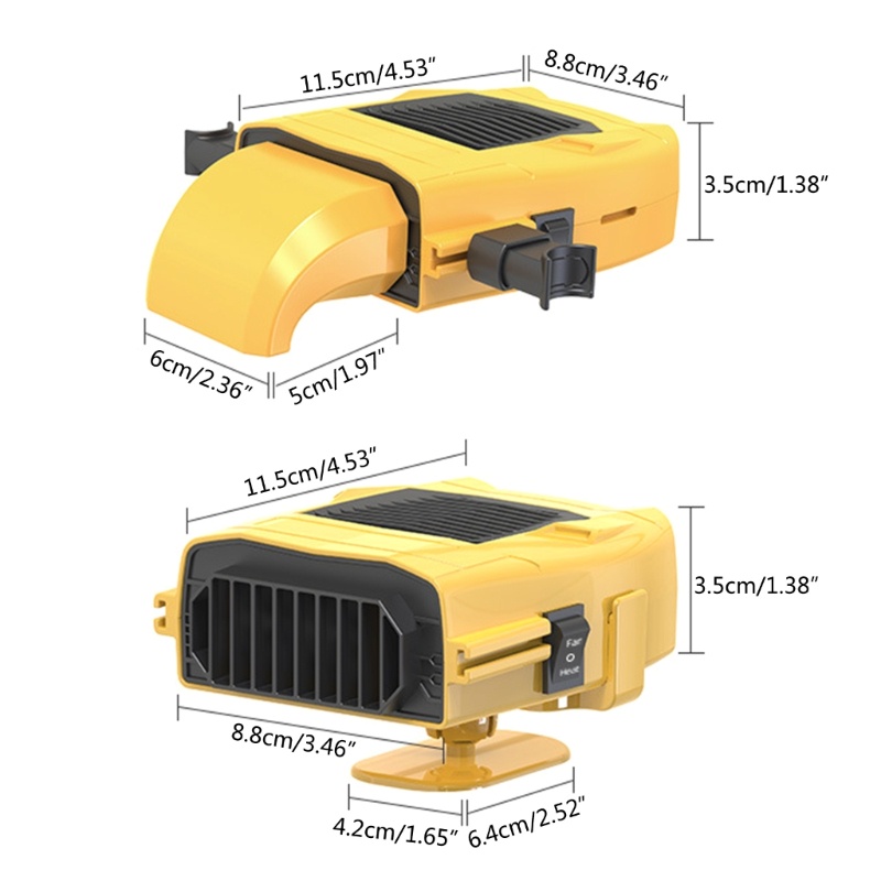 Kipas Pemanas Mobil 2 in 1 12 / 24V 150W Anti Kabut Demister Plug in 360° Defroster Rotasi Untuk Menghilangkan Embun