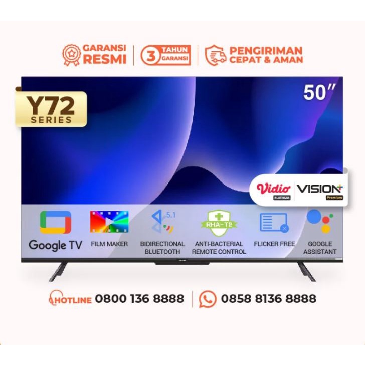 Coocaa 50Y72 - 50 Inch Smart LED TV - Netflix & Youtube - Dolby - WIFI - Flicker Free (Coocaa 50Y72)