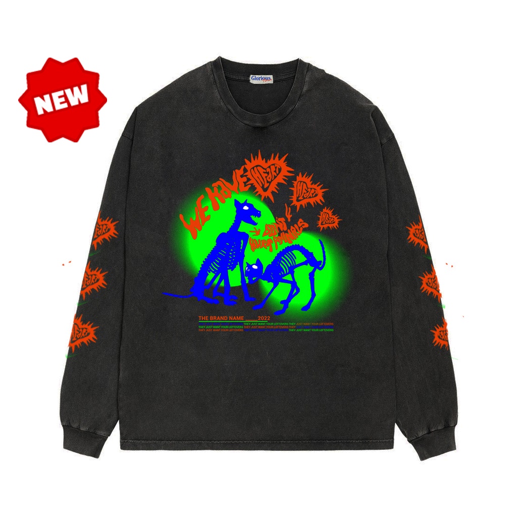 Cats  Black Washed LS T-Shirt - Glorious Pleasure (Kaos washing lengan panjang Pria)