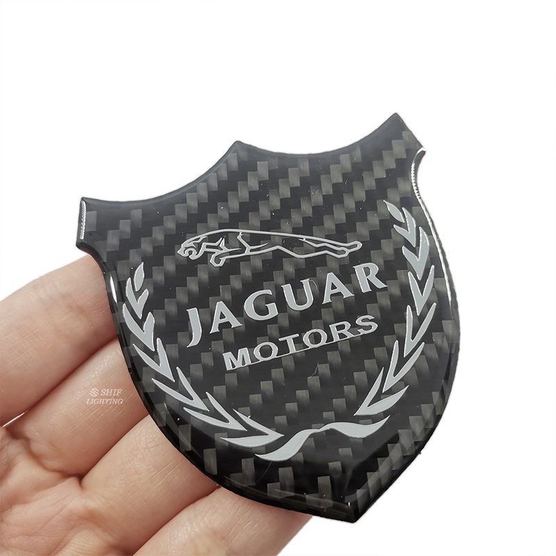 1pc Stiker Emblem Logo JAGUAR MOTORS Bahan Karbon Fiber Kualitas Tinggi Untuk Dekorasi Mobil JAGUAR